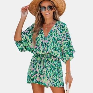 Cupshe Women’s Green Leopard Print Romper Medium